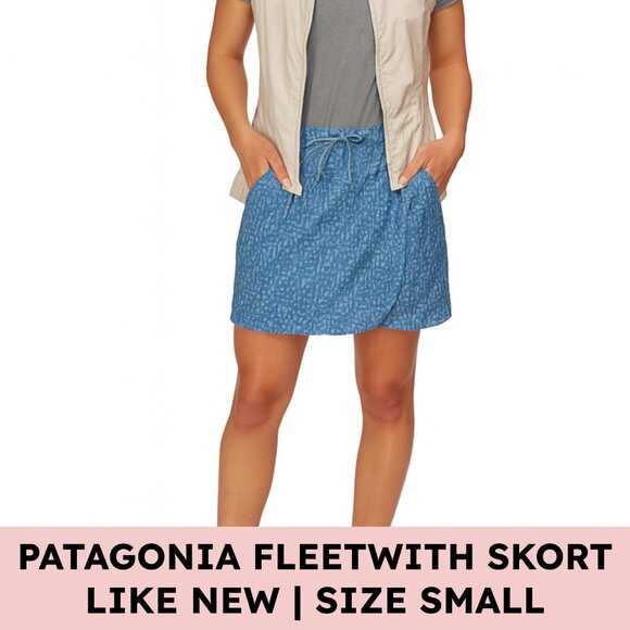 Patagonia Pants - Patagonia Fleetwith Skort - Small (Blue Abstract Print) Quick-Dry Hiking/Travel